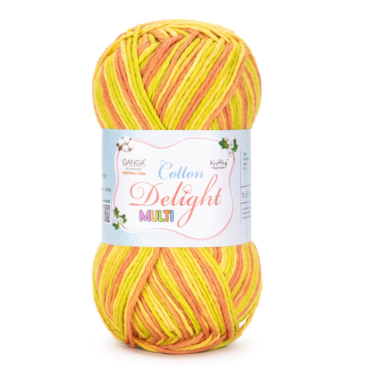 GANGA Cotton Delight Multi Yarn – 100% Cotton Knitting & Crochet Yarn