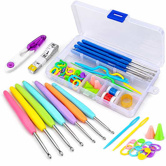 Crochet and Knitting Accessories Kit with Hooks and Tools