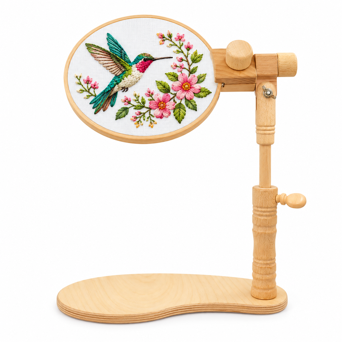 Knit Wit Embroidery Hoop Stand Adjustable Wooden Holder