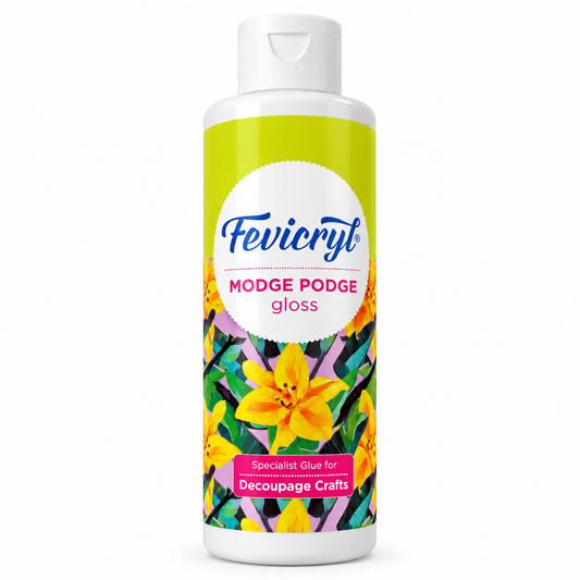 Fevicryl Modge Podge Gloss – Decoupage Glue, Sealer & Gloss Finish for DIY Crafts | 120ml