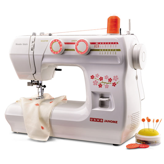 USHA Janome Wonder Stitch Automatic Zig-Zag Sewing Machine – 13 Stitches, 21 Stitch Functions