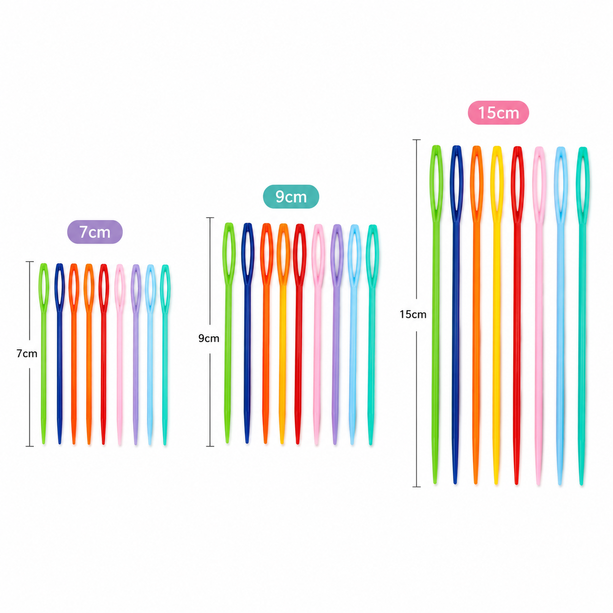 Large-Eye Plastic Needles - Multi Color for Knitting & Crochet