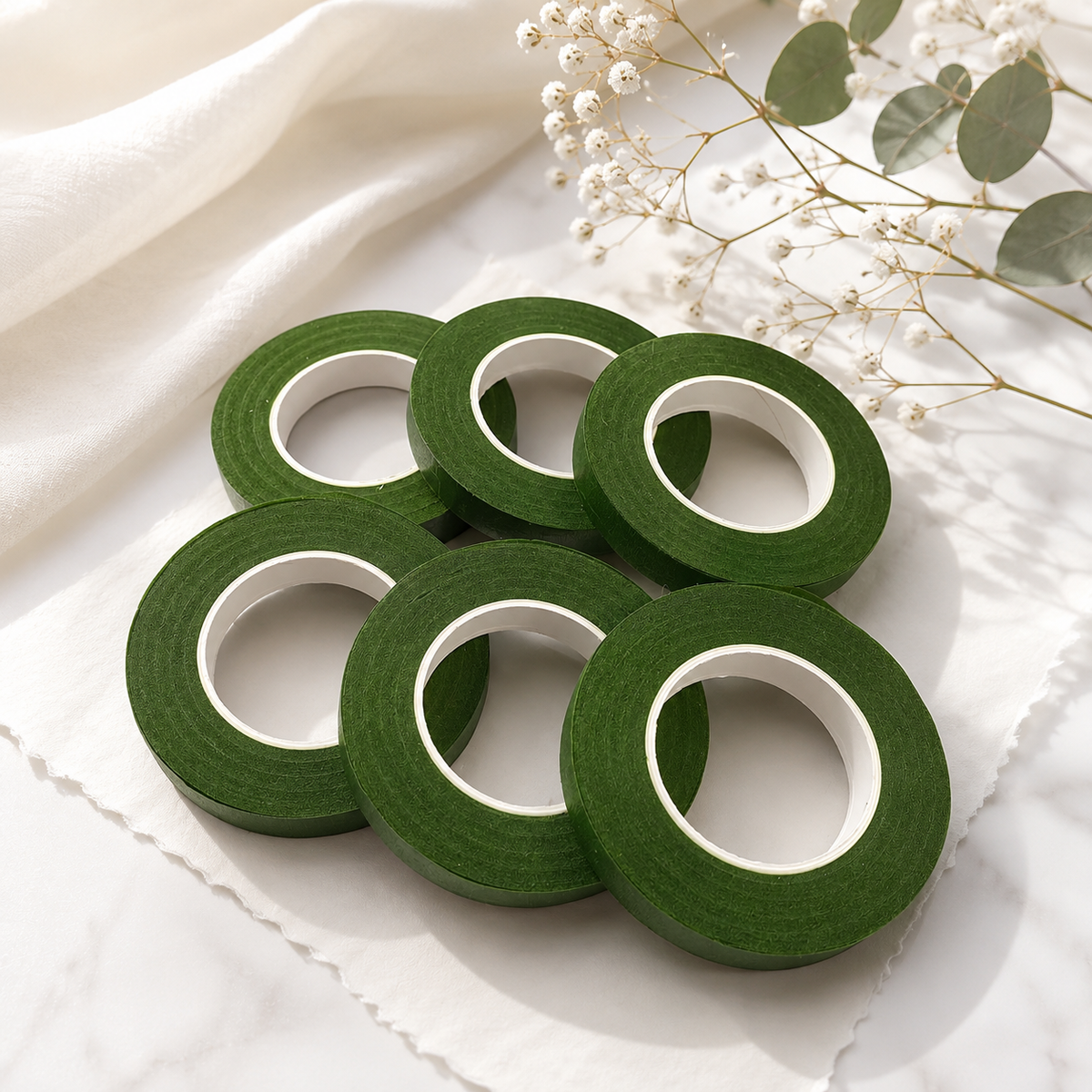 Premium Green Floral Stem Tape – Self-Adhesive Flower Wrapping Tape for Artificial Flower Making, Bouquet Craft & DIY Floral Arrangements