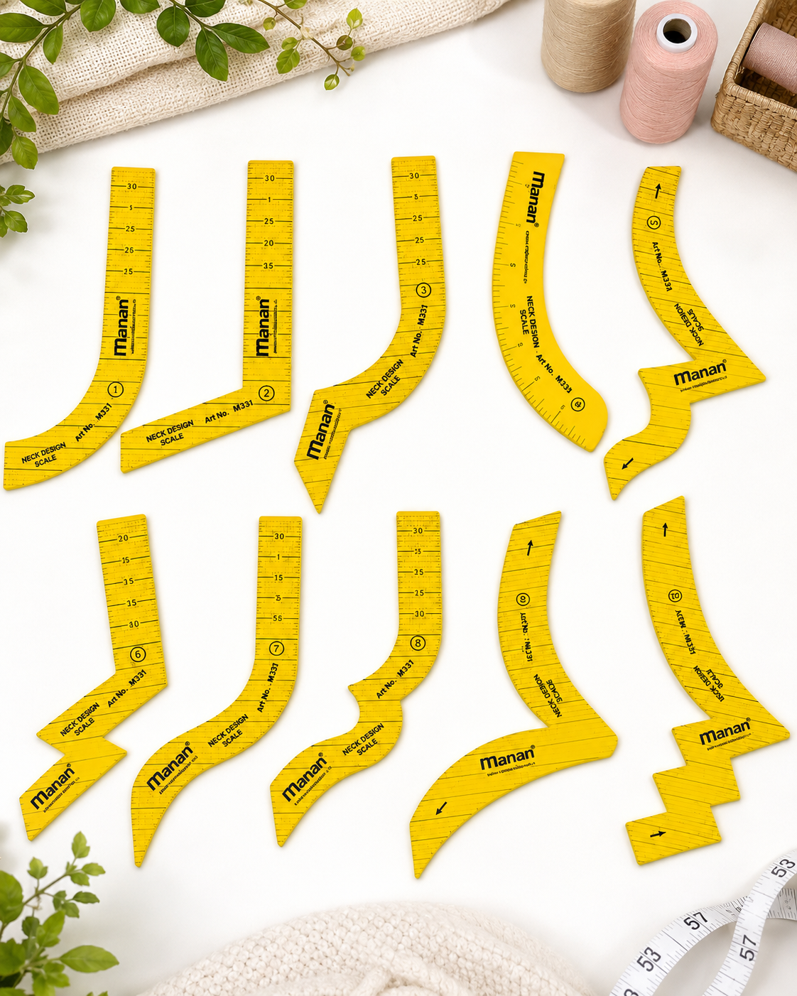 Manan Neck Design Scale Set of 10 – M331 Tailoring & Fashion Designing Pattern Drafting Rulers