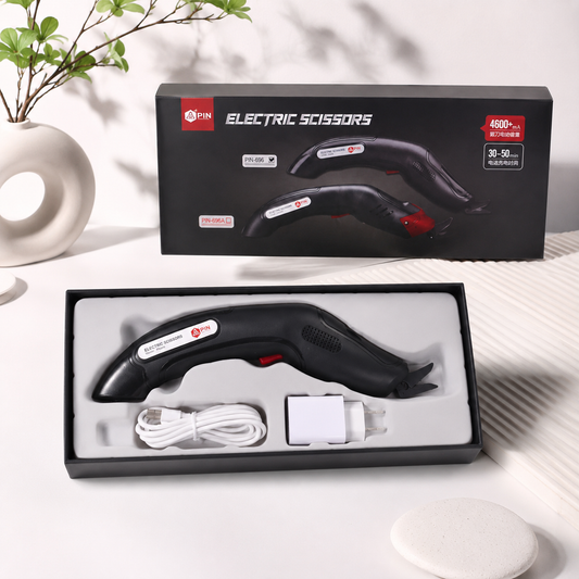 PIN Handheld Electric Fabric Scissors USB Rechargeable (PIN-696) | Heavy Duty Fabric Cutter for Sewing, Tailoring & Crafts