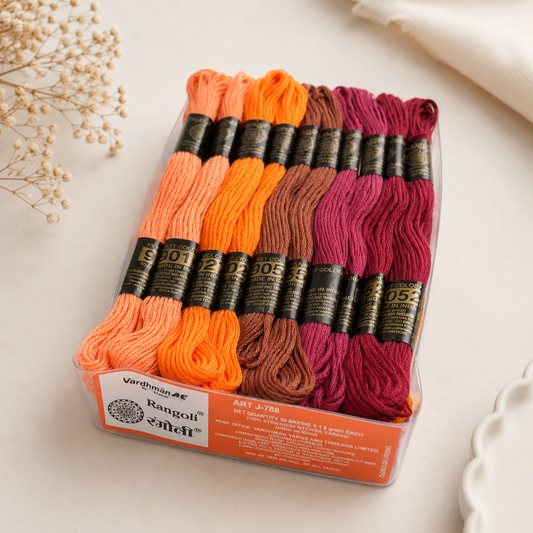 Vardhman Rangoli J-8 Embroidery Thread Pack – 25 Shades, 50 Skeins