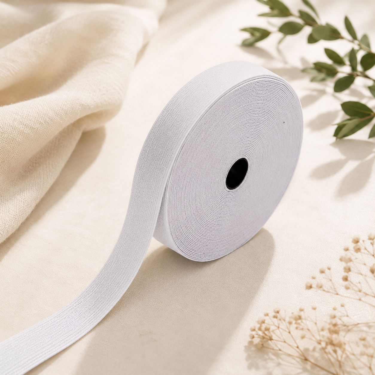 3TEE Gold Polyester Elastic Tape Roll – 25 Meter Sewing Elastic Band for Waistbands, Track Pants, Leggings & Garments