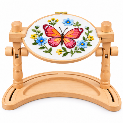 Knit Wit Embroidery Hoop Stand Adjustable Wooden Holder