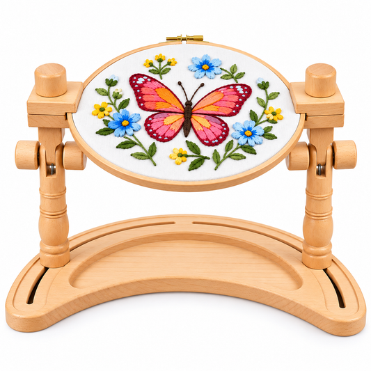 Knit Wit Embroidery Hoop Stand Adjustable Wooden Holder