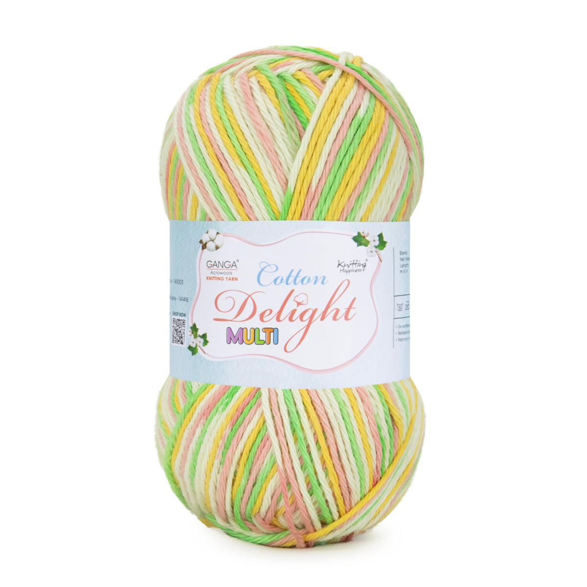 GANGA Cotton Delight Multi Yarn – 100% Cotton Knitting & Crochet Yarn