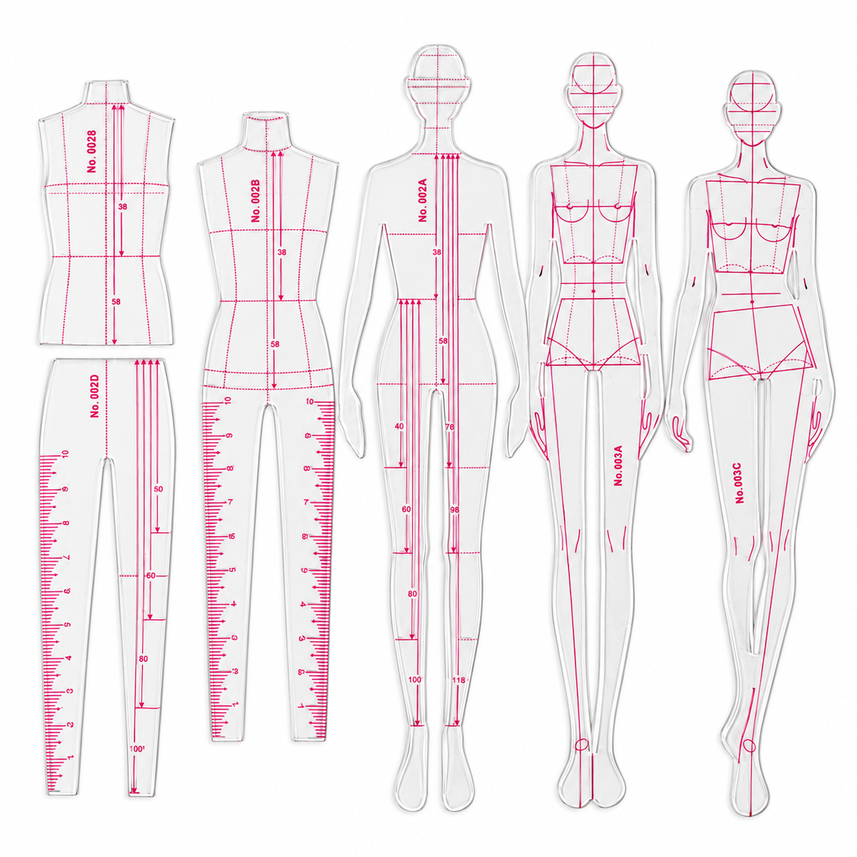 Fashion Designing Ruler & Template Set – Transparent Dress Pattern Making Scales