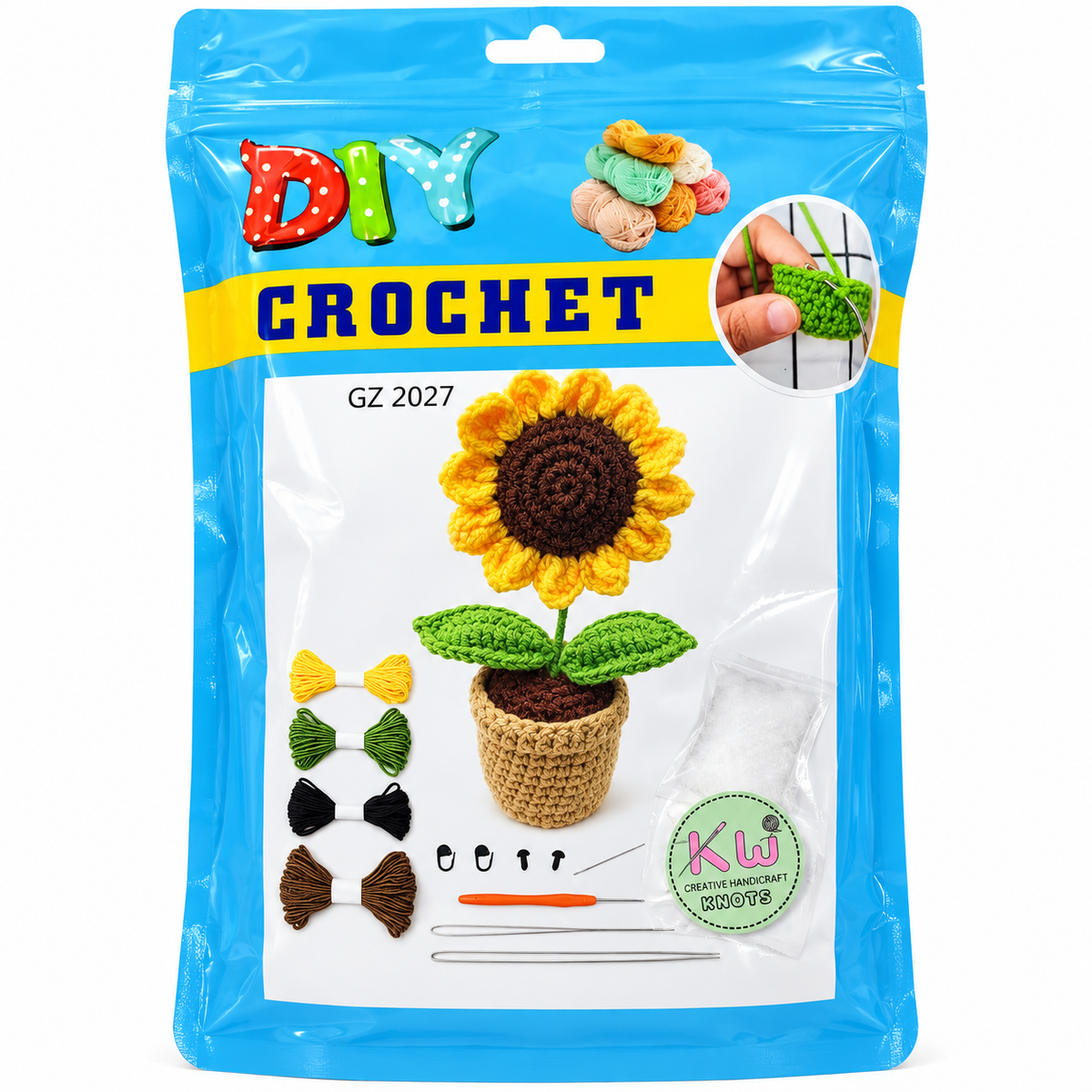 Knit-Wit DIY Crochet Beginner Amigurumi Kit – Multiple Designs with Yarn, Hook & Accessories