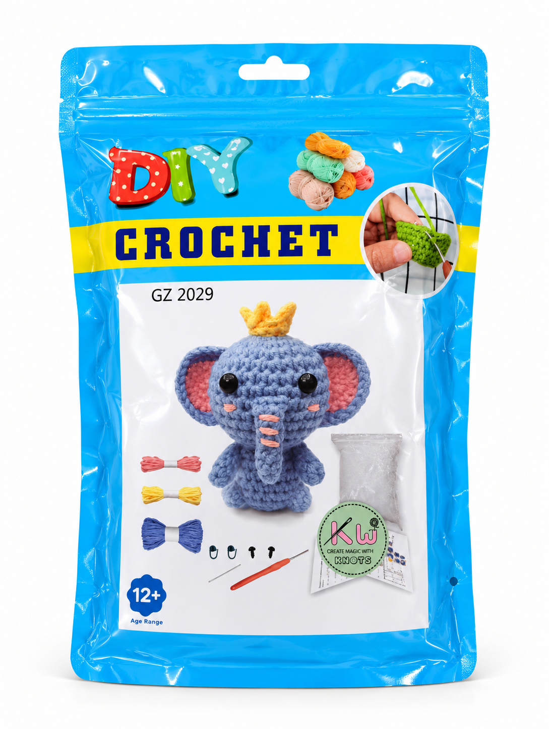Knit-Wit DIY Crochet Beginner Amigurumi Kit – Multiple Designs with Yarn, Hook & Accessories