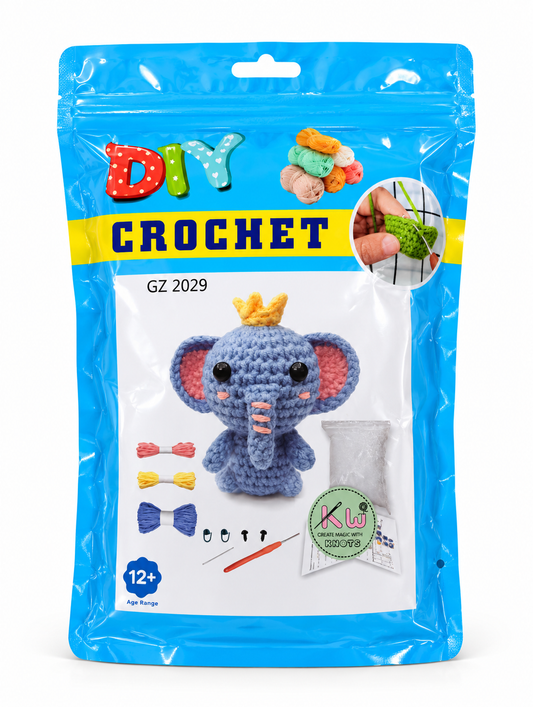 Knit-Wit DIY Crochet Beginner Amigurumi Kit – Multiple Designs with Yarn, Hook & Accessories