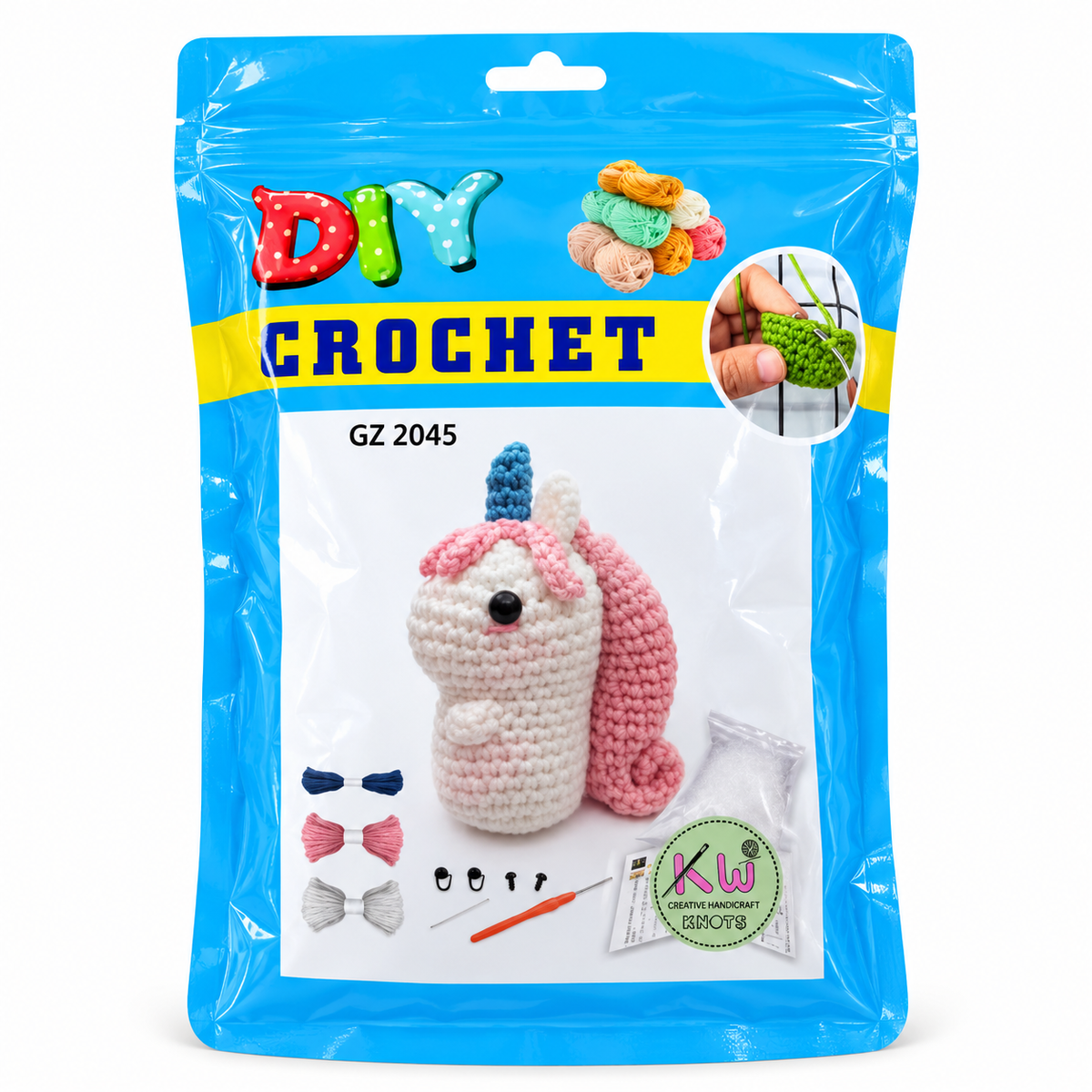 Knit-Wit DIY Crochet Beginner Amigurumi Kit – Multiple Designs with Yarn, Hook & Accessories