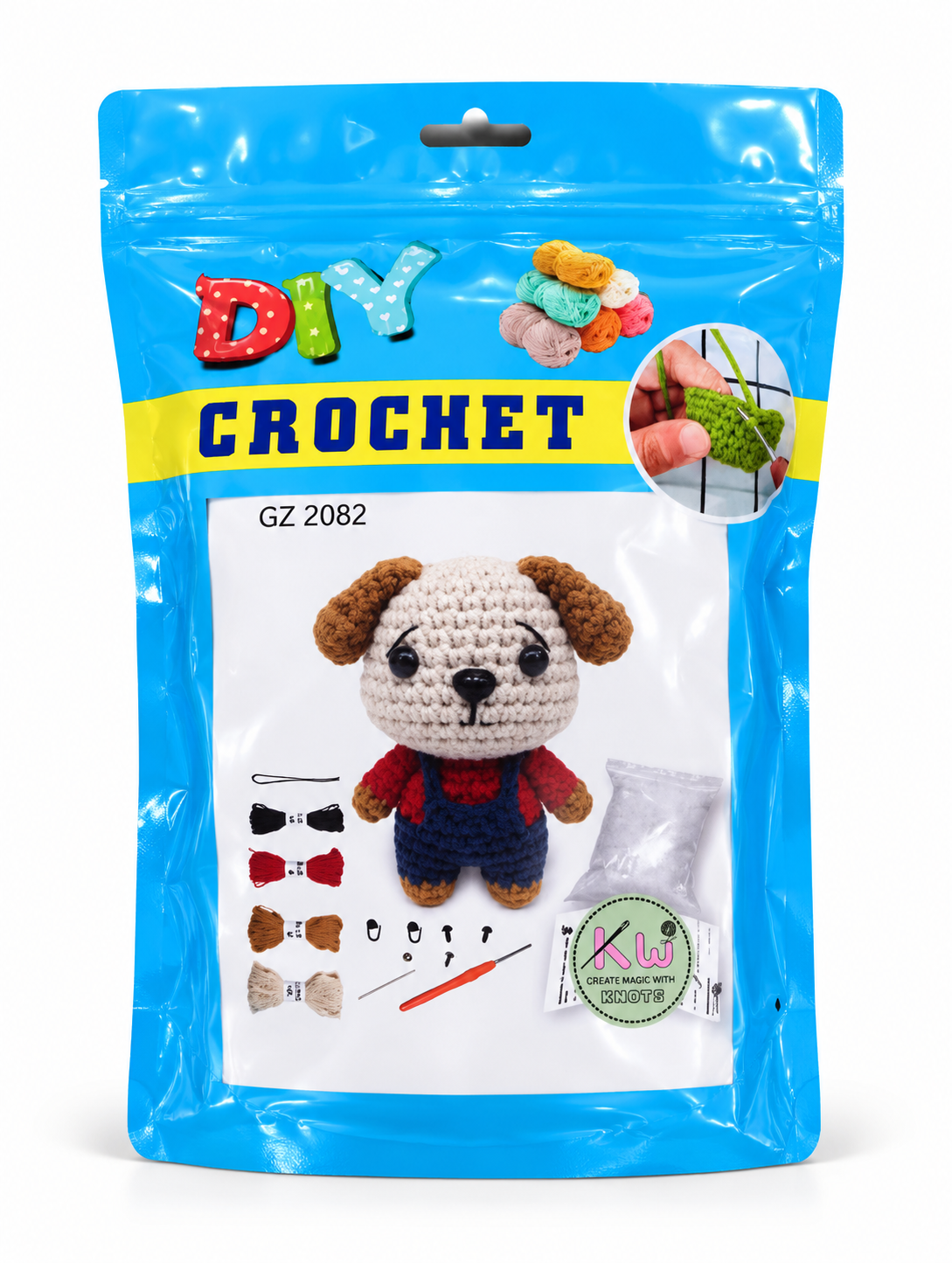 Knit-Wit DIY Crochet Beginner Amigurumi Kit – Multiple Designs with Yarn, Hook & Accessories