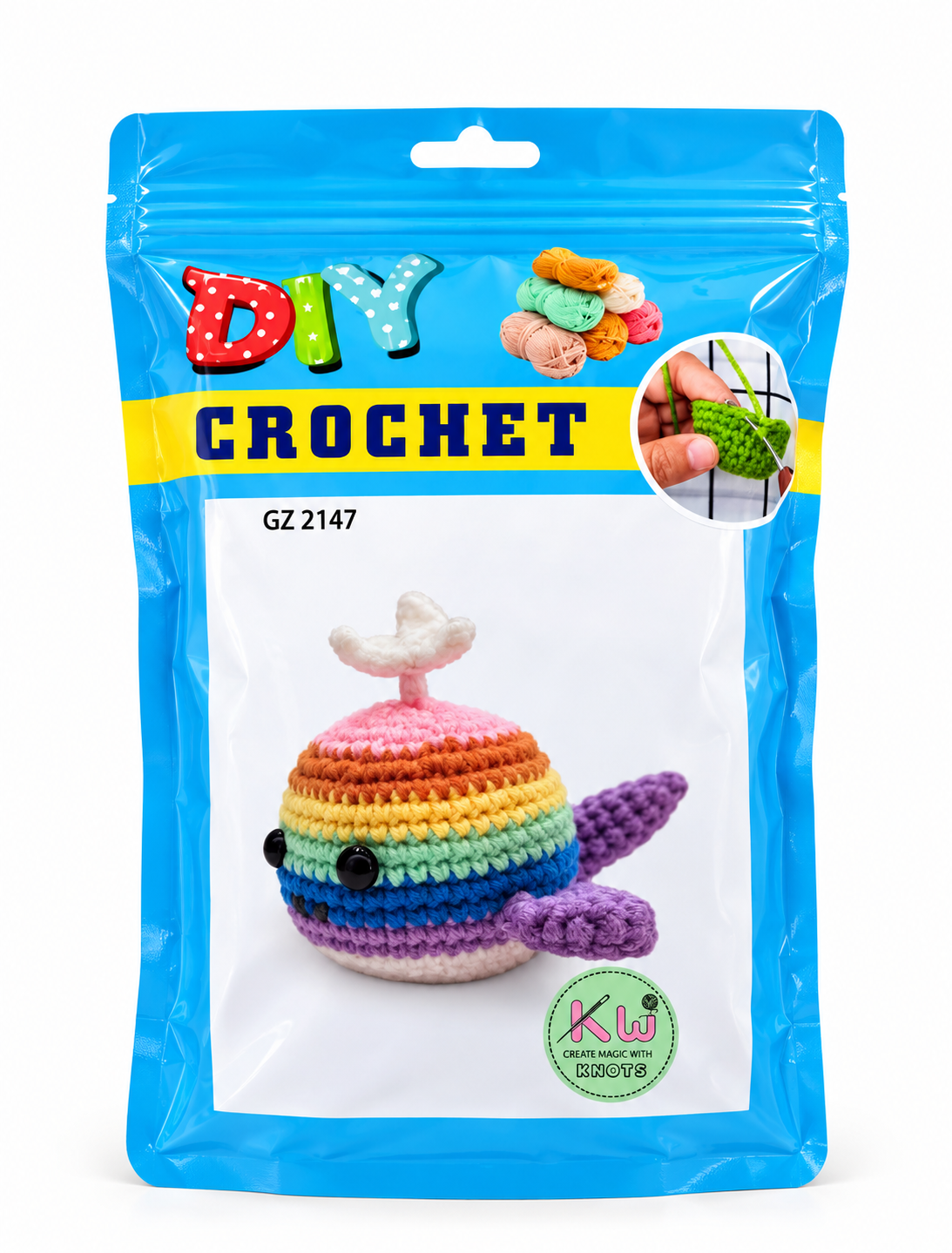 Knit-Wit DIY Crochet Beginner Amigurumi Kit – Multiple Designs with Yarn, Hook & Accessories