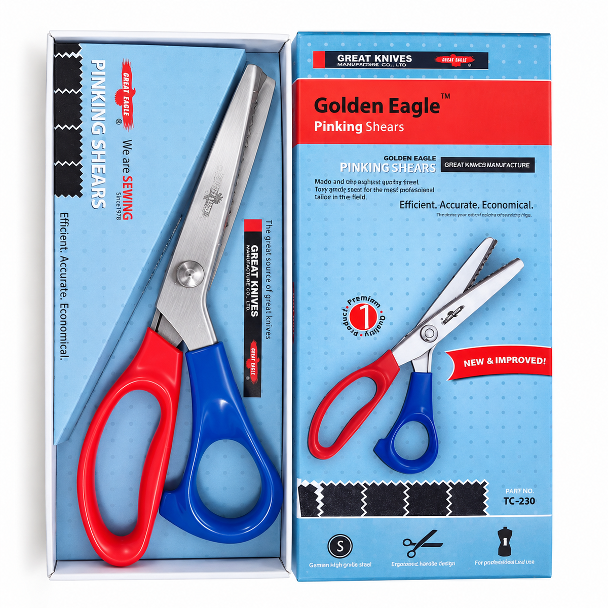 GOLDEN EAGLE Pinking Shears TC-230 – Zigzag Fabric Cutting Scissors