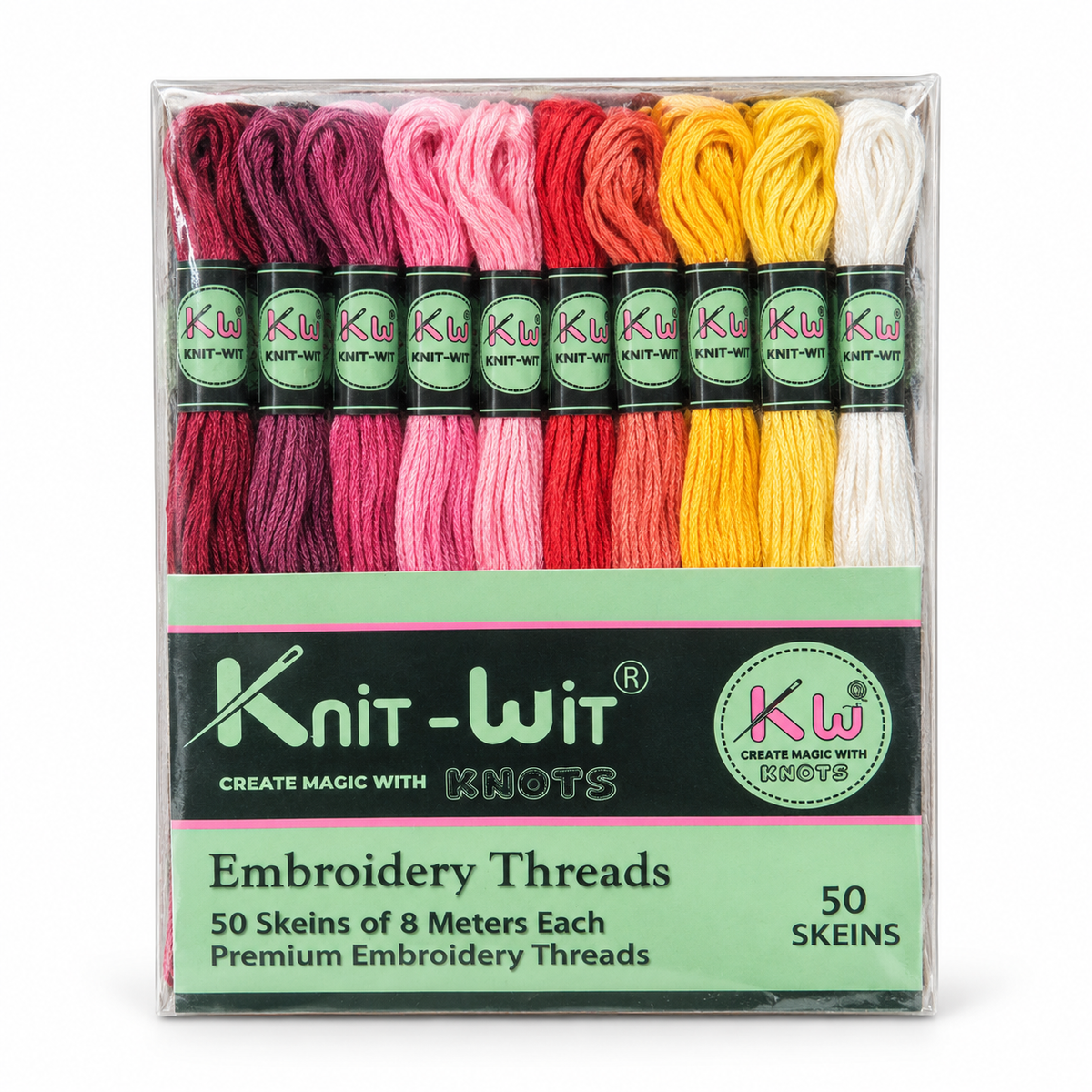 Knit Wit Embroidery Threads Kit 50 Skeins Solid Colours