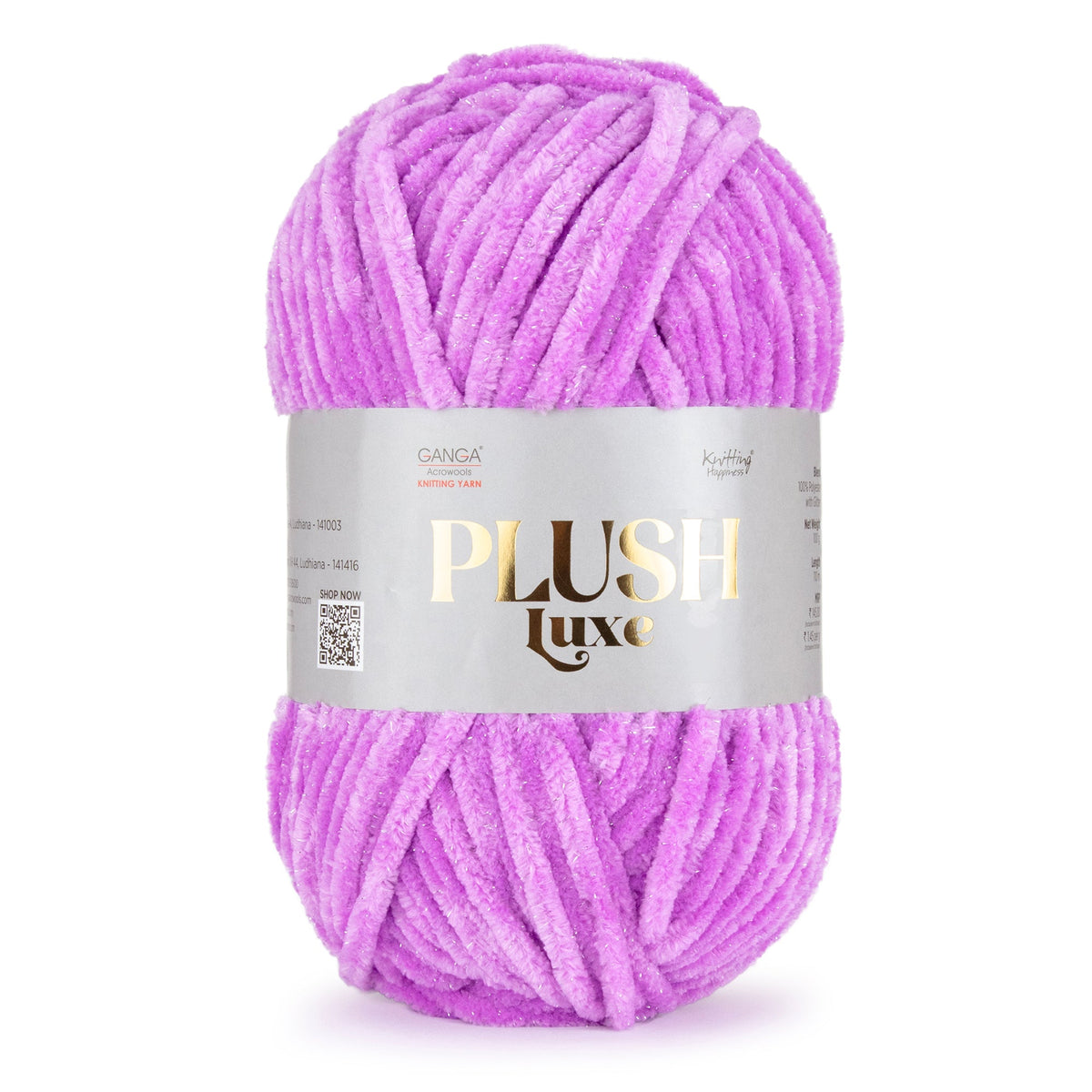GANGA Plush Luxe Yarn – Luxurious Chenille Yarn for Crochet & Knitting with Glitter