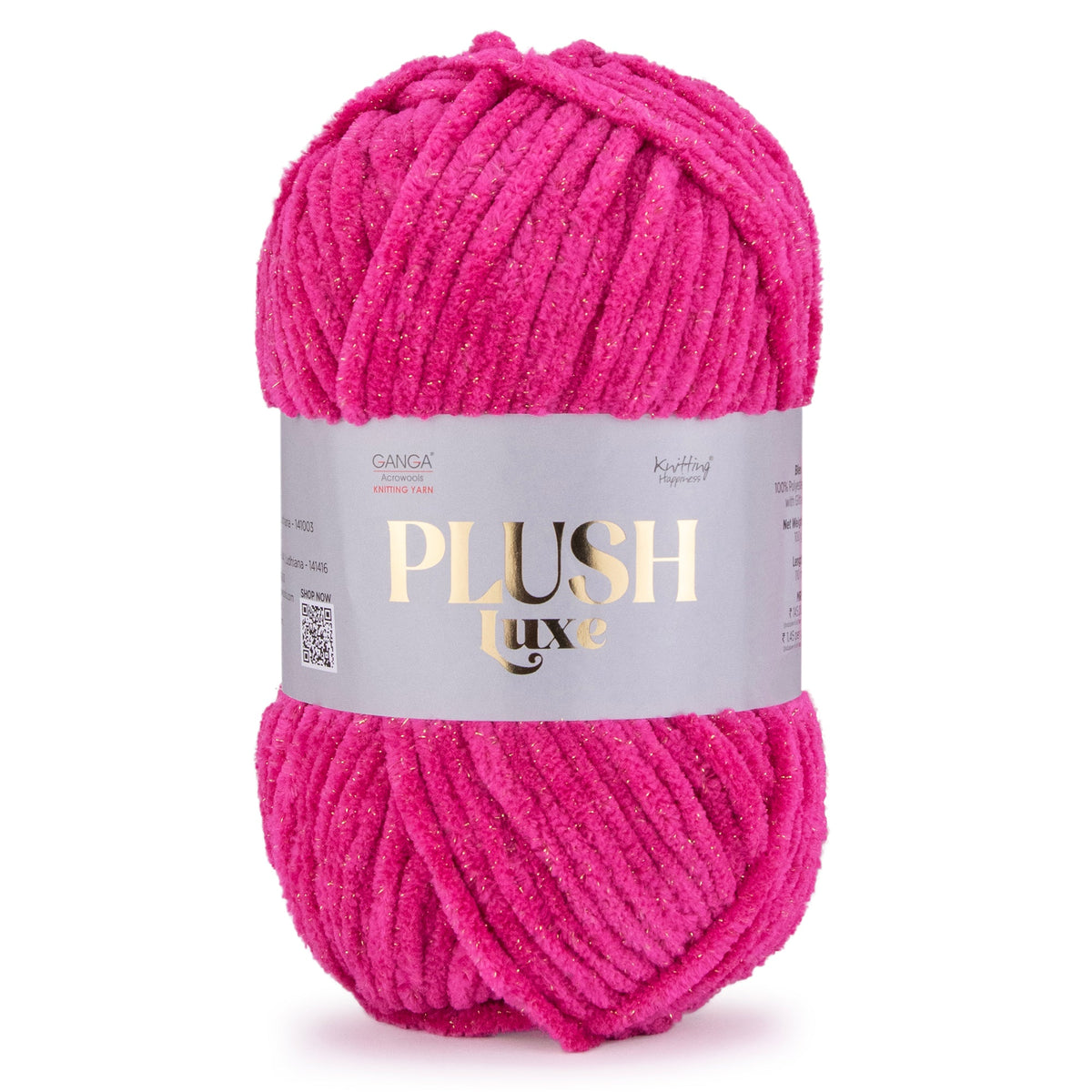 GANGA Plush Luxe Yarn – Luxurious Chenille Yarn for Crochet & Knitting with Glitter