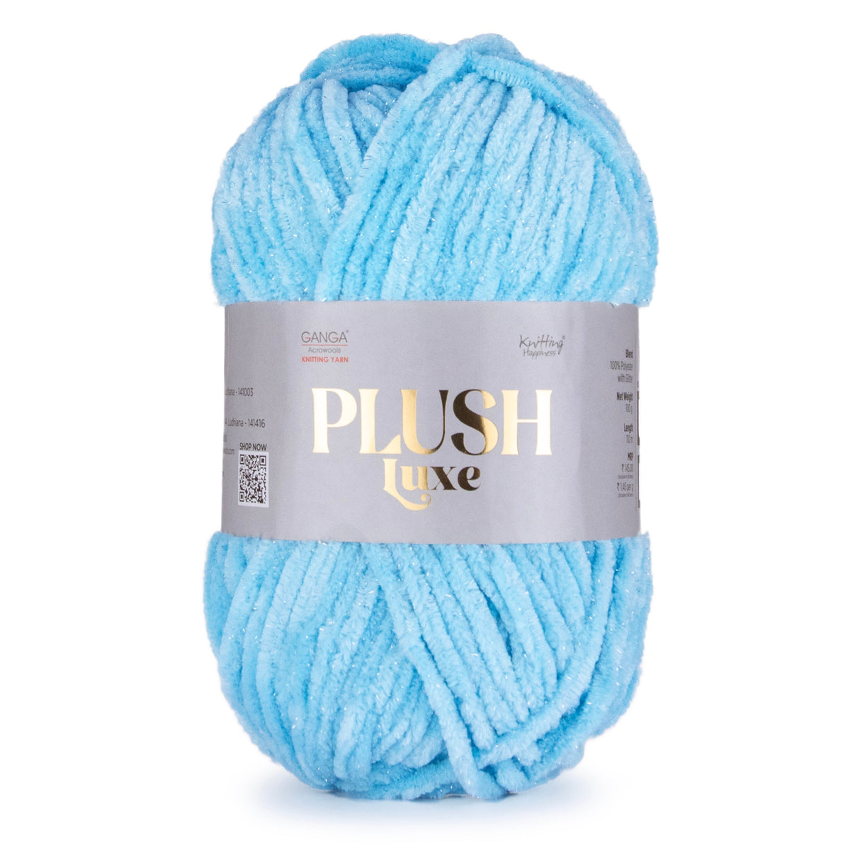 GANGA Plush Luxe Yarn – Luxurious Chenille Yarn for Crochet & Knitting with Glitter