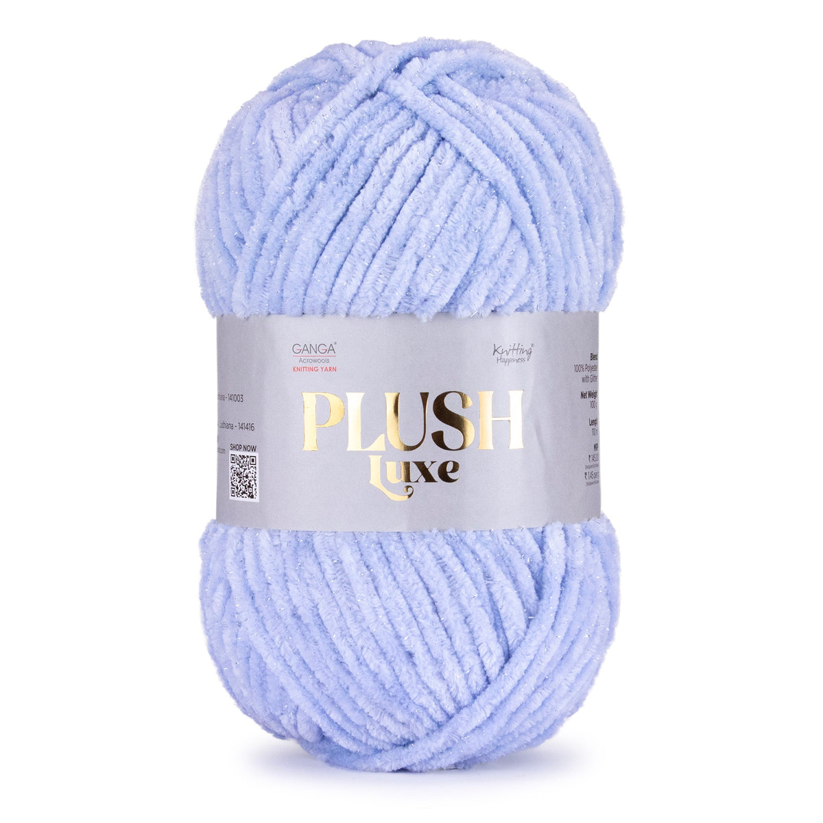 GANGA Plush Luxe Yarn – Luxurious Chenille Yarn for Crochet & Knitting with Glitter