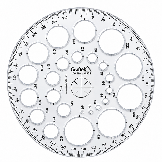PRO CIRCLE 360° Protractor & Circle Scale – Circular Drafting Template with Multiple Circle Sizes