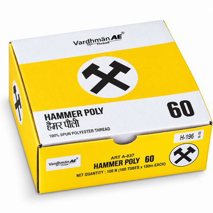 Vardhman A-037 Hammer Poly Sewing Thread 50 Shades (2 Tubes each) 100 Tubes