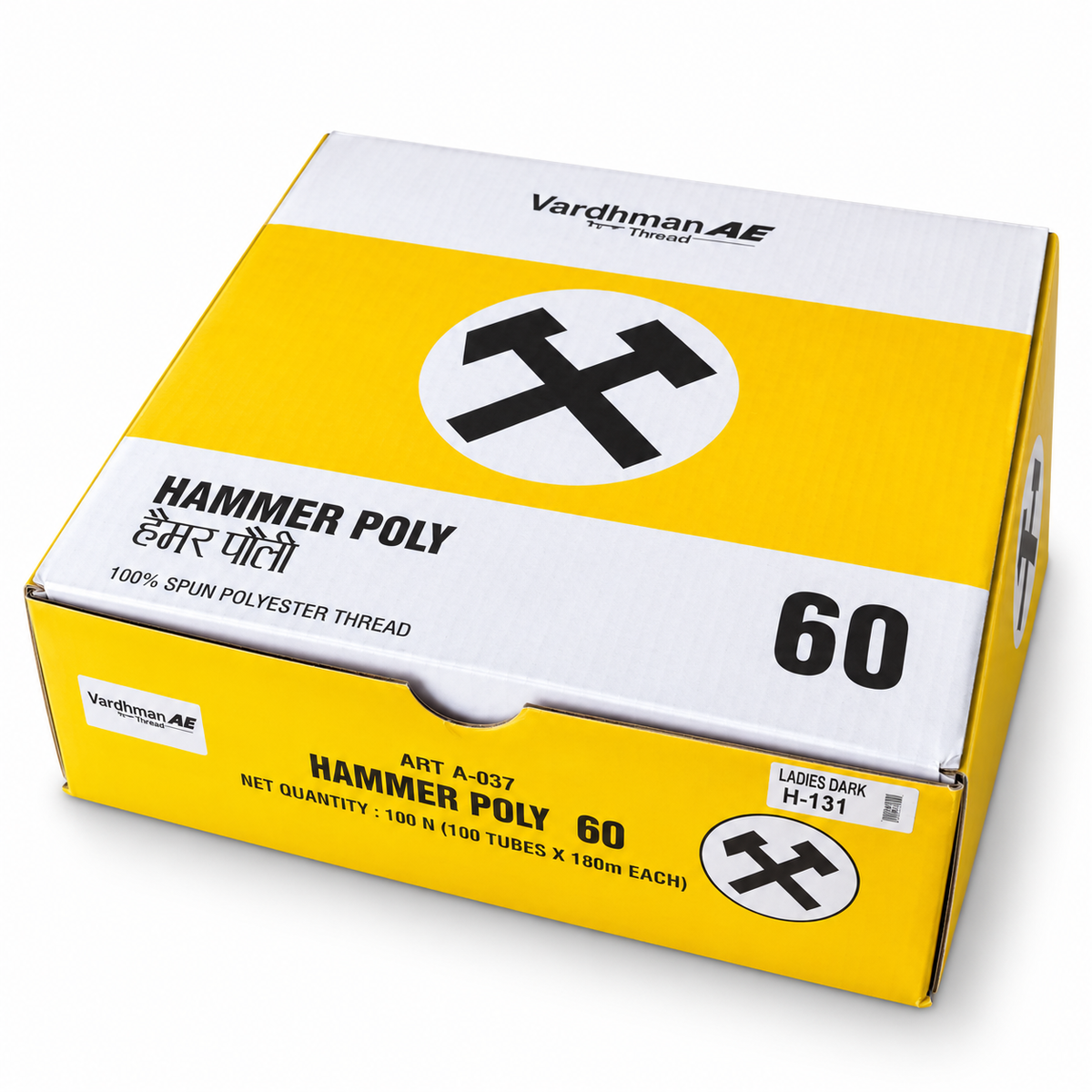 Vardhman A-037 Hammer Poly Sewing Thread 20 Shades (5 Tubes each) 100 Tubes