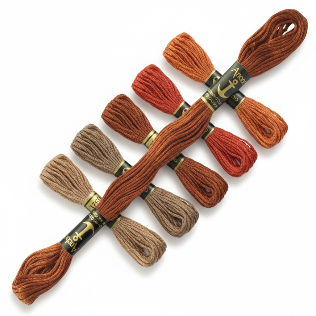 Anchor Brown & Terracotta Thread Collection - Square Studio Photo