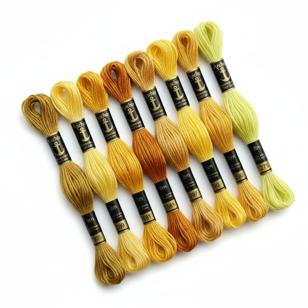 Anchor Yellow & Gold Thread Collection - Square Studio Photo