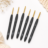 Gold Crochet Hook with Ergonomic Soft-Grip Plastic Handles