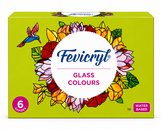 Fevicryl Glass Colours Set – 6 Water-Based Glass Paints for Glass, Acrylic, Mirrors & DIY Crafts | Pidilite Hobby Ideas