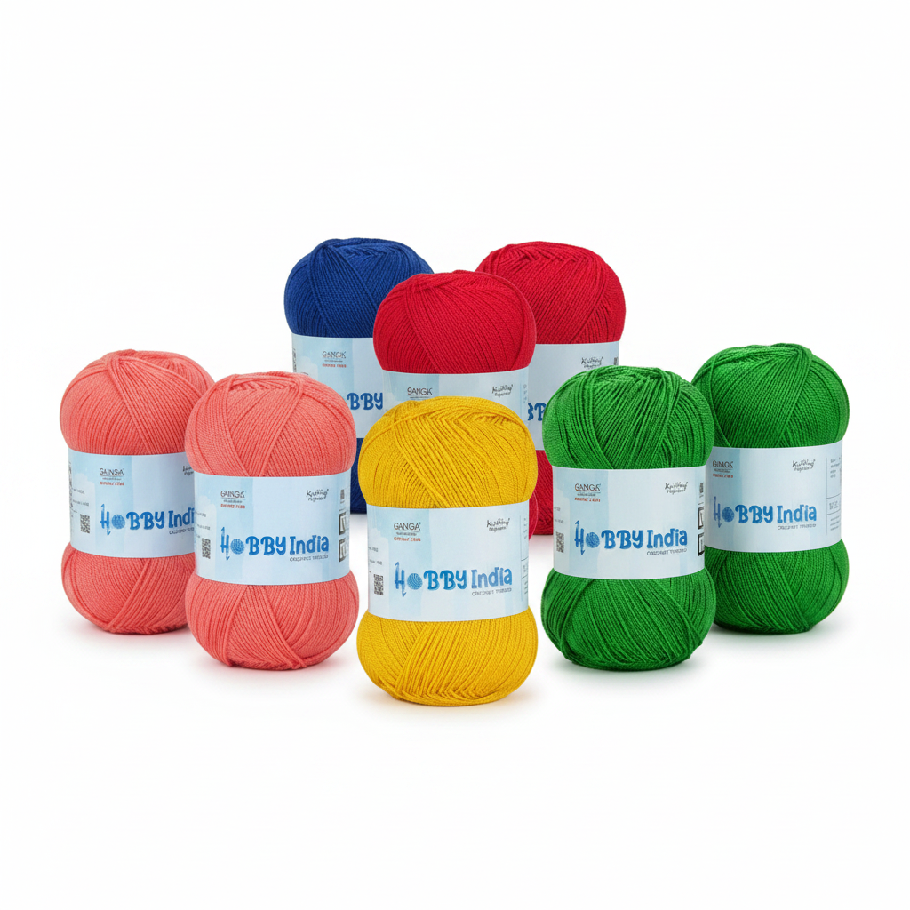 Hobby India Crochet Thread - Pack of 3 Each Color