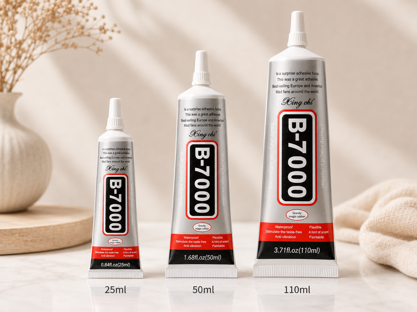 King Chi B-7000 Multi-Purpose Adhesive Glue – Transparent Craft & Repair Glue – 25ml, 50ml & 110ml