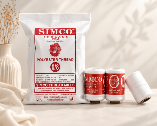 Simco 0/8 Polyester Tying Thread – White Craft & Floral Binding Thread for Jasmine Flower Making, Garlands & DIY Crafts