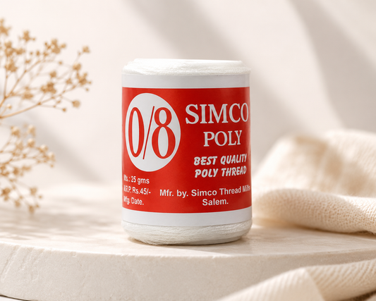 Simco 0/8 Polyester Tying Thread – White Craft & Floral Binding Thread for Jasmine Flower Making, Garlands & DIY Crafts